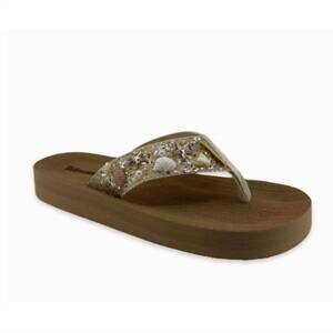 NEW TIDEWATER women's a walk down the aisle flip flops in beige